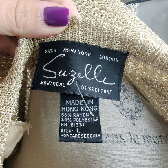 Vintage Suzelle Sweater Medium Gold Knit Textured - Picture 10 of 11